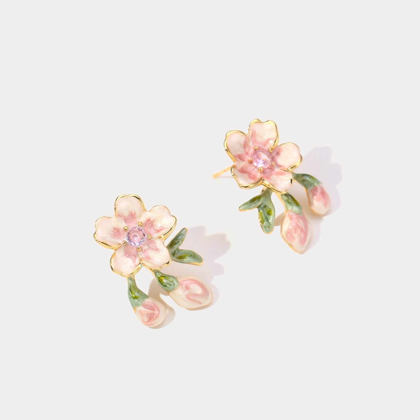 Enamel Sakura Earrings