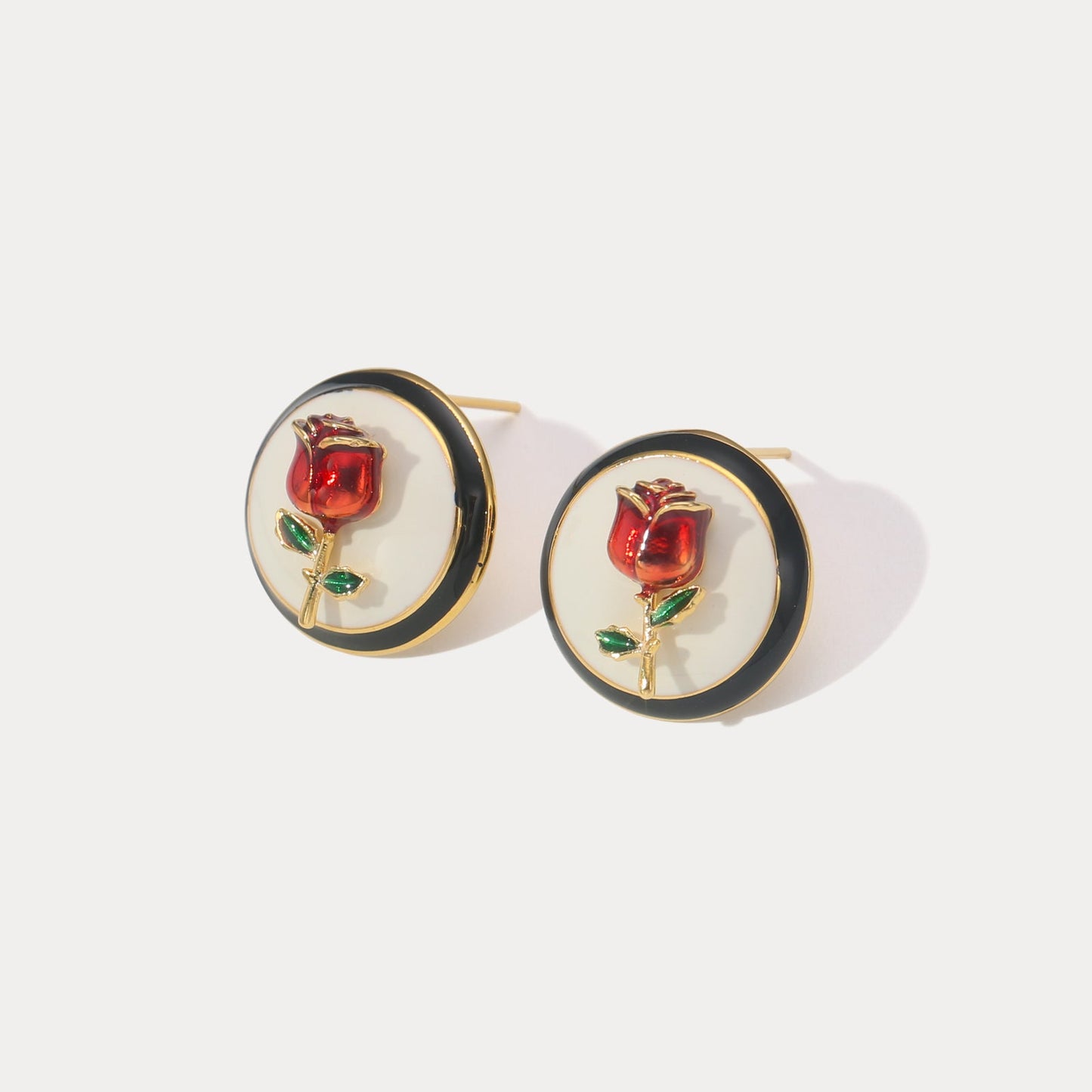 Rose Enamel Earrings