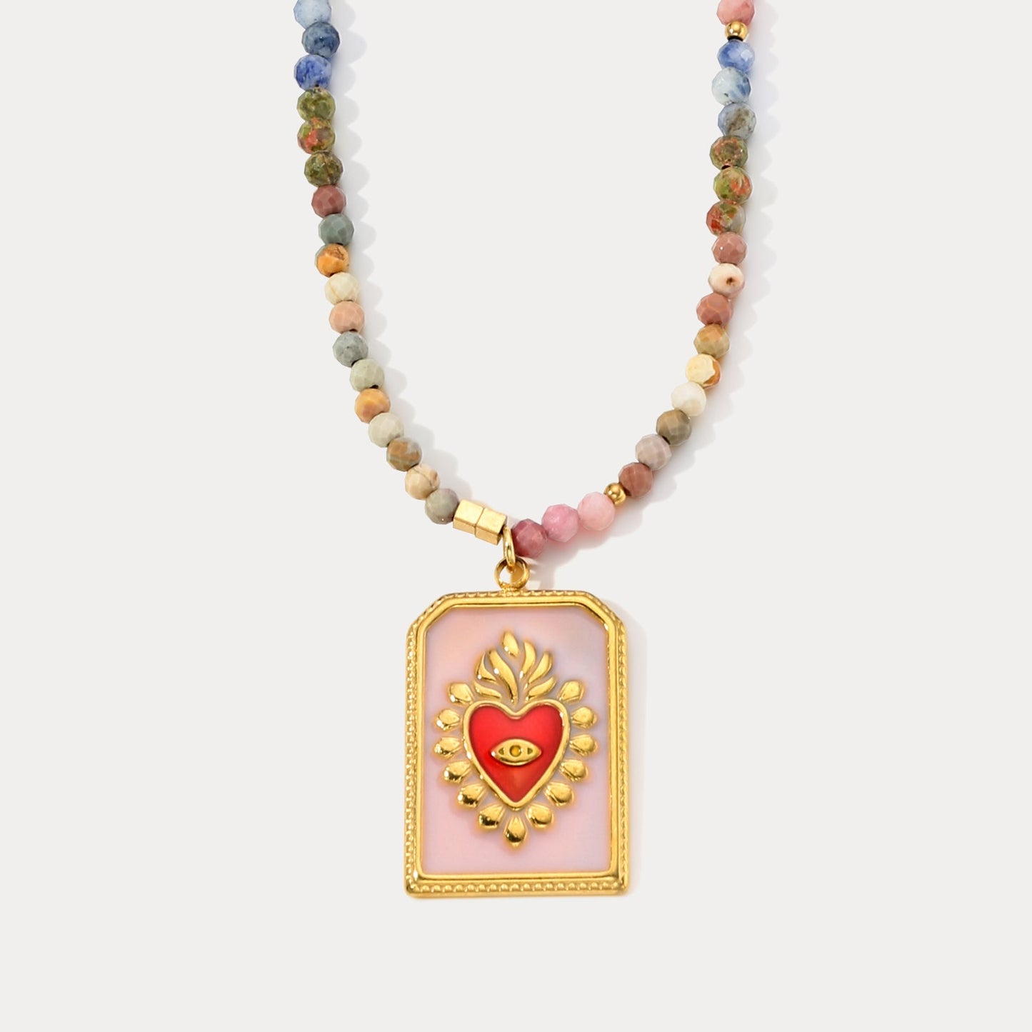 Heart Evil Eye Bead Necklace