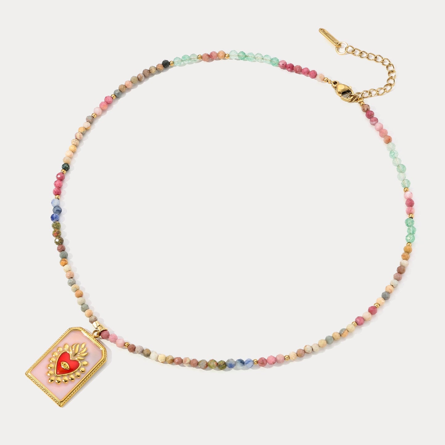 Heart Evil Eye Bead Necklace