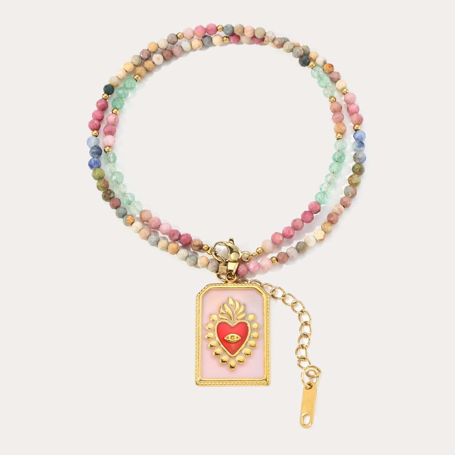 Heart Evil Eye Bead Necklace