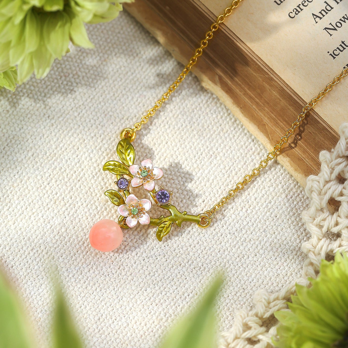 Peach Flower Necklace