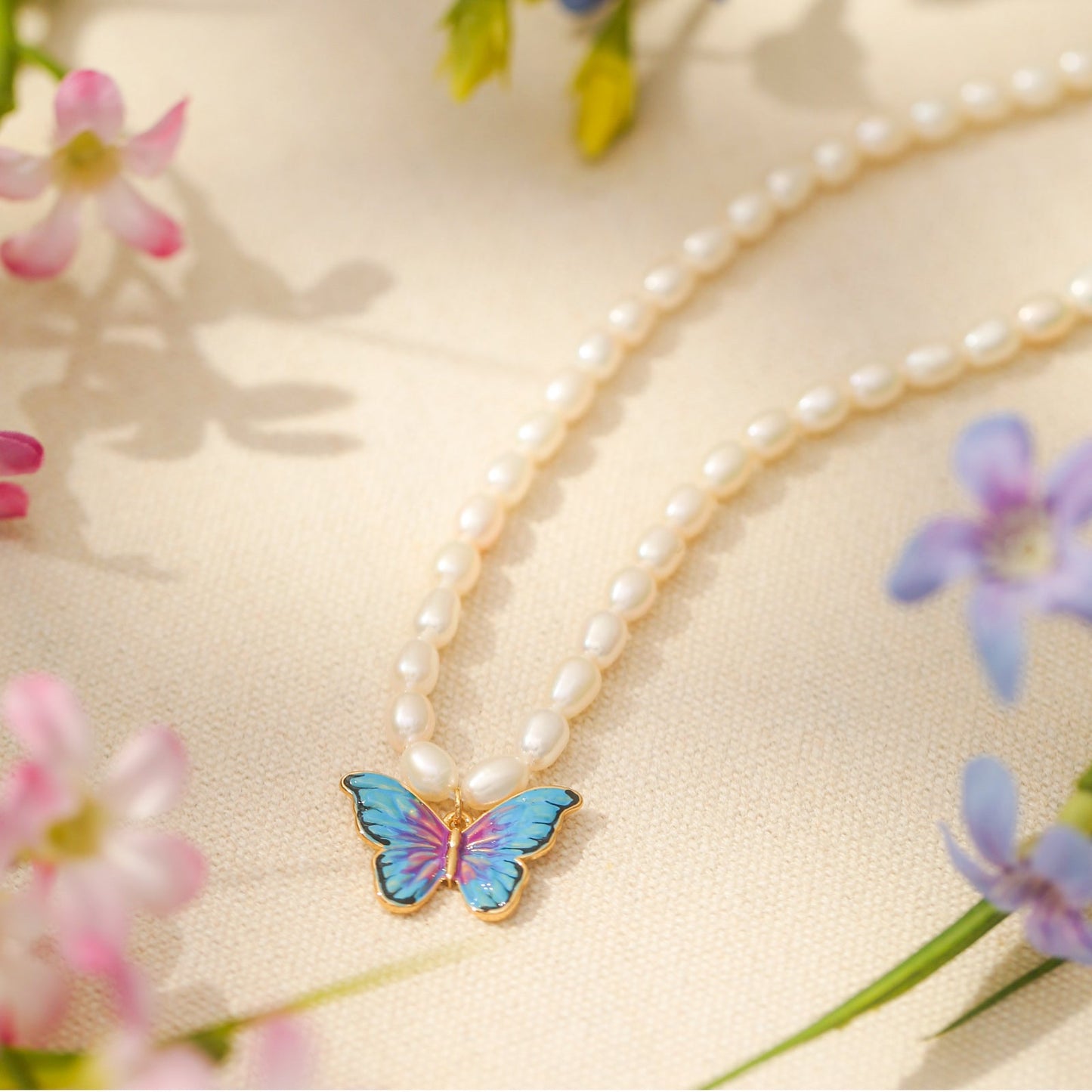 Butterfly Pearl Necklace