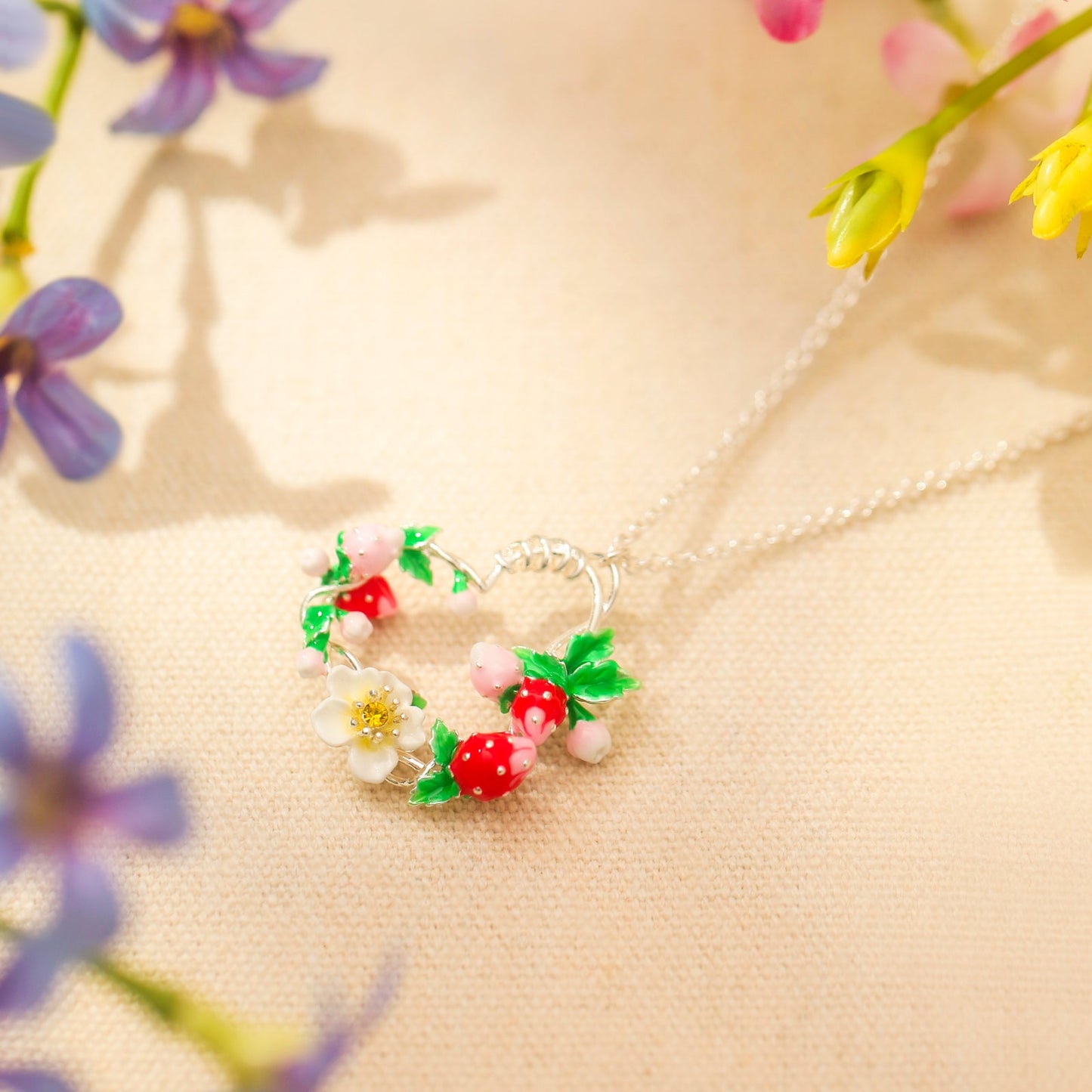 Strawberry Heart Shaped Necklace