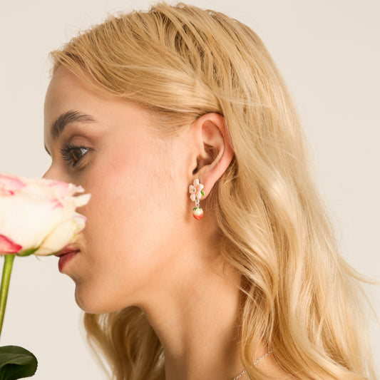 Strawberry Flower Silver Earrings