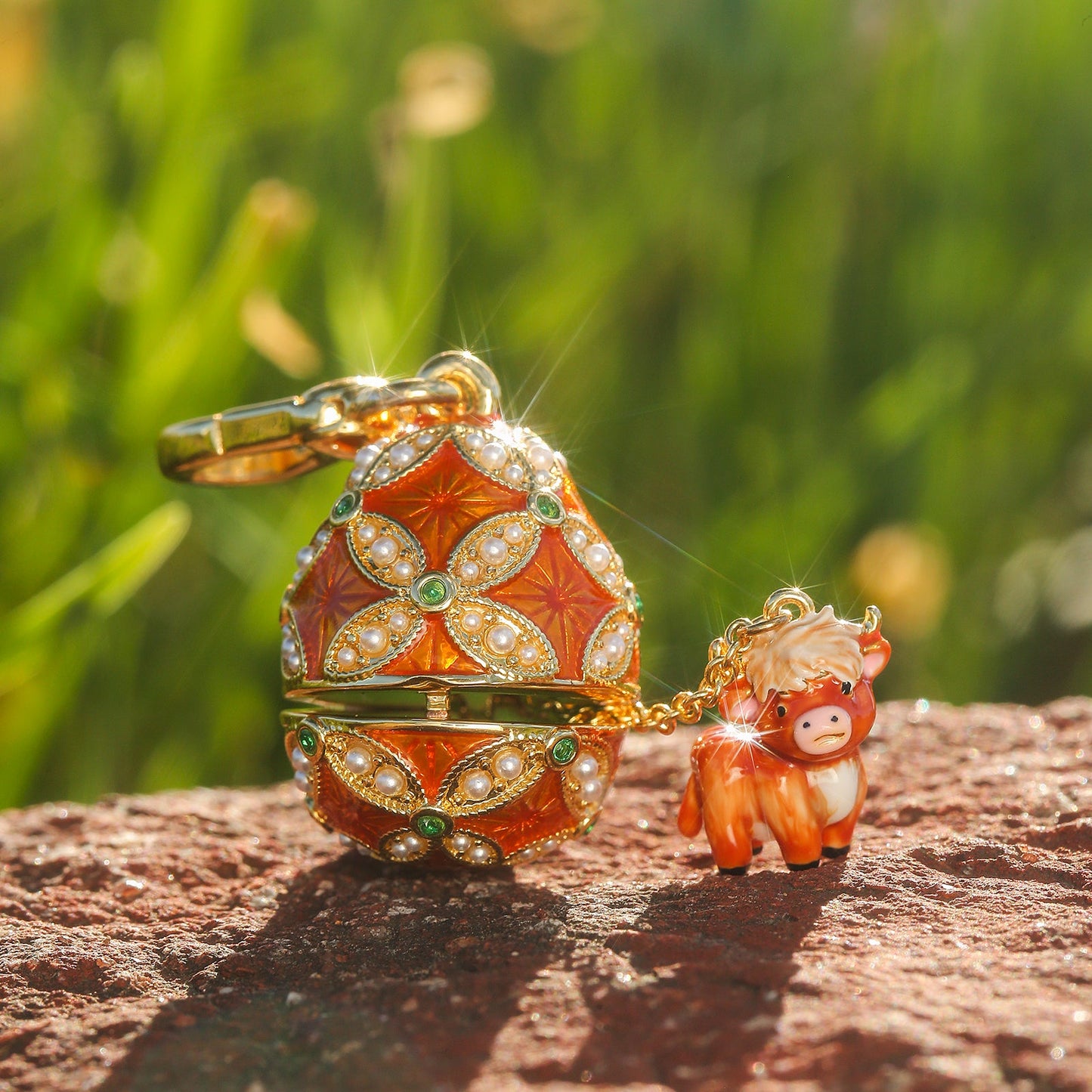 Highland Cow Egg Locket Necklace