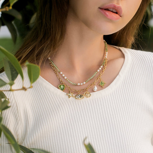 Vintage Charm Bead Necklace