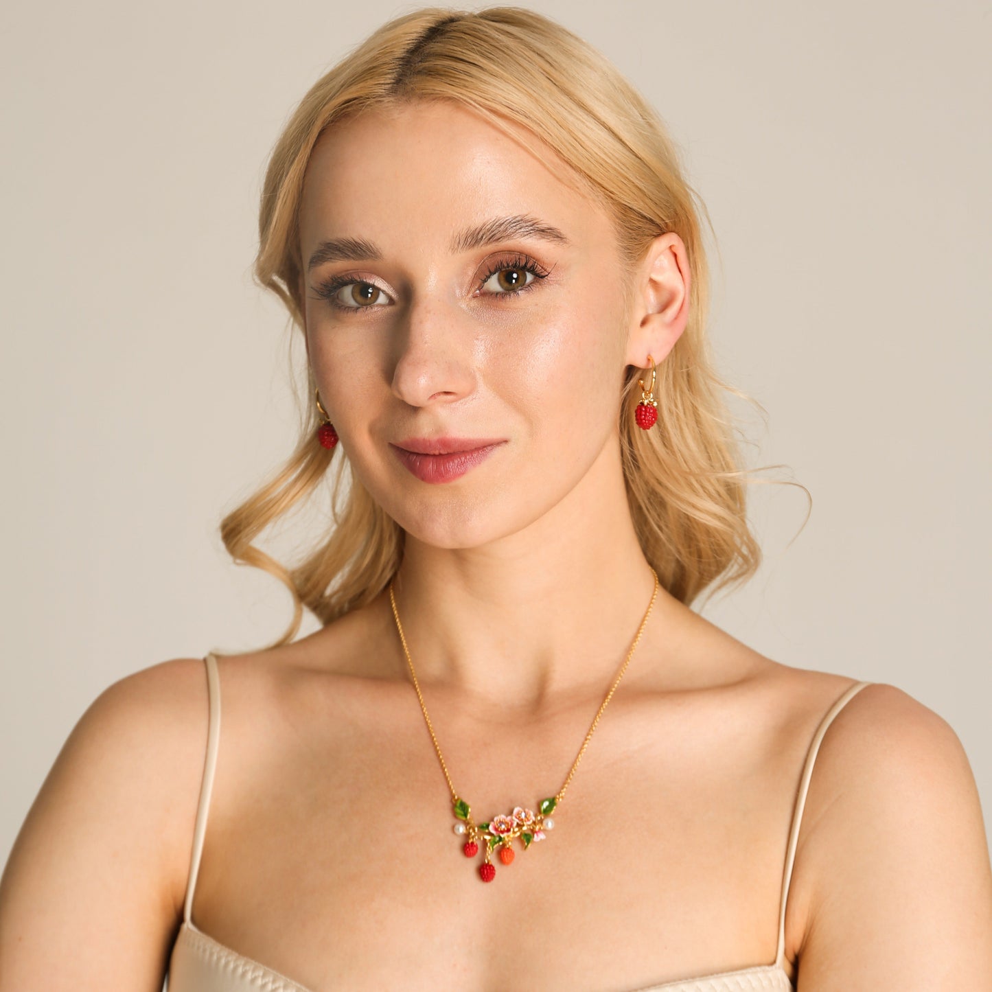 Raspberry Flower Necklace