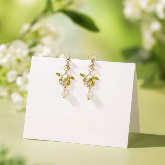 Leaf Pearl Earrings