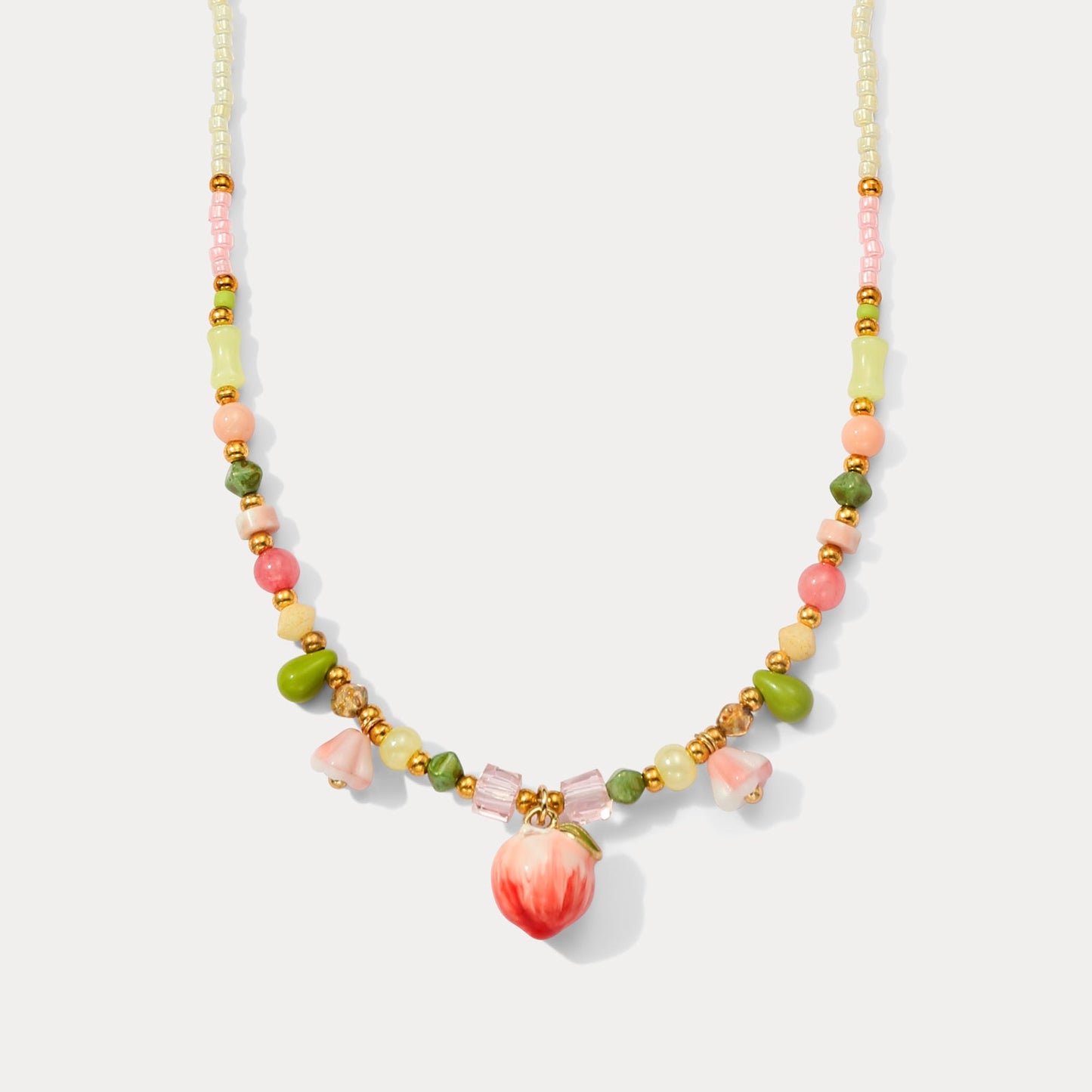 Peach Beaded Necklace