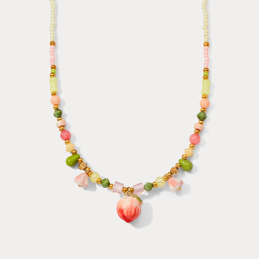 Peach Beaded Necklace