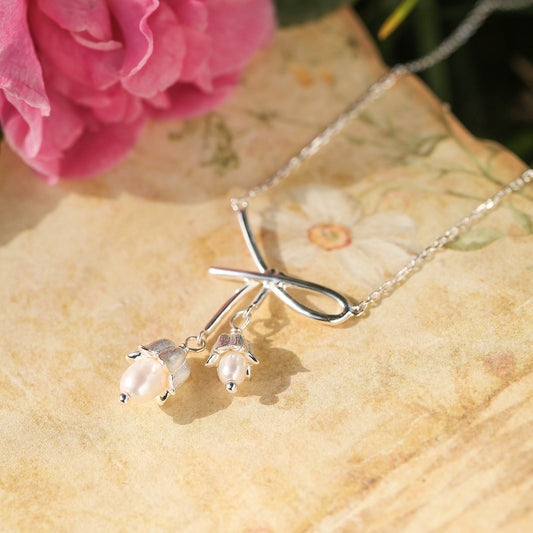 Silver Lily Of The Valley Bow Necklace