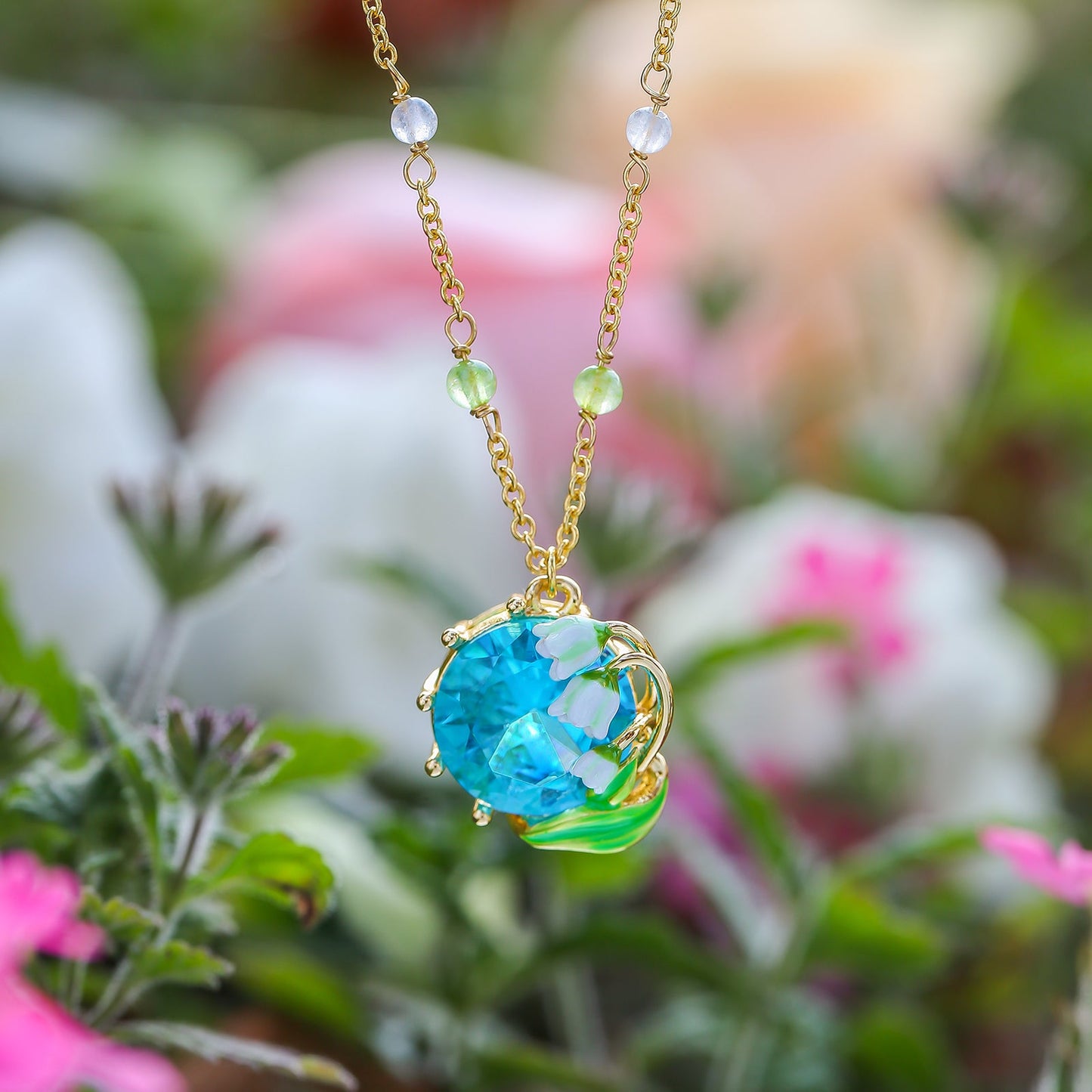 Lily of the Valley Aquamarine Necklace