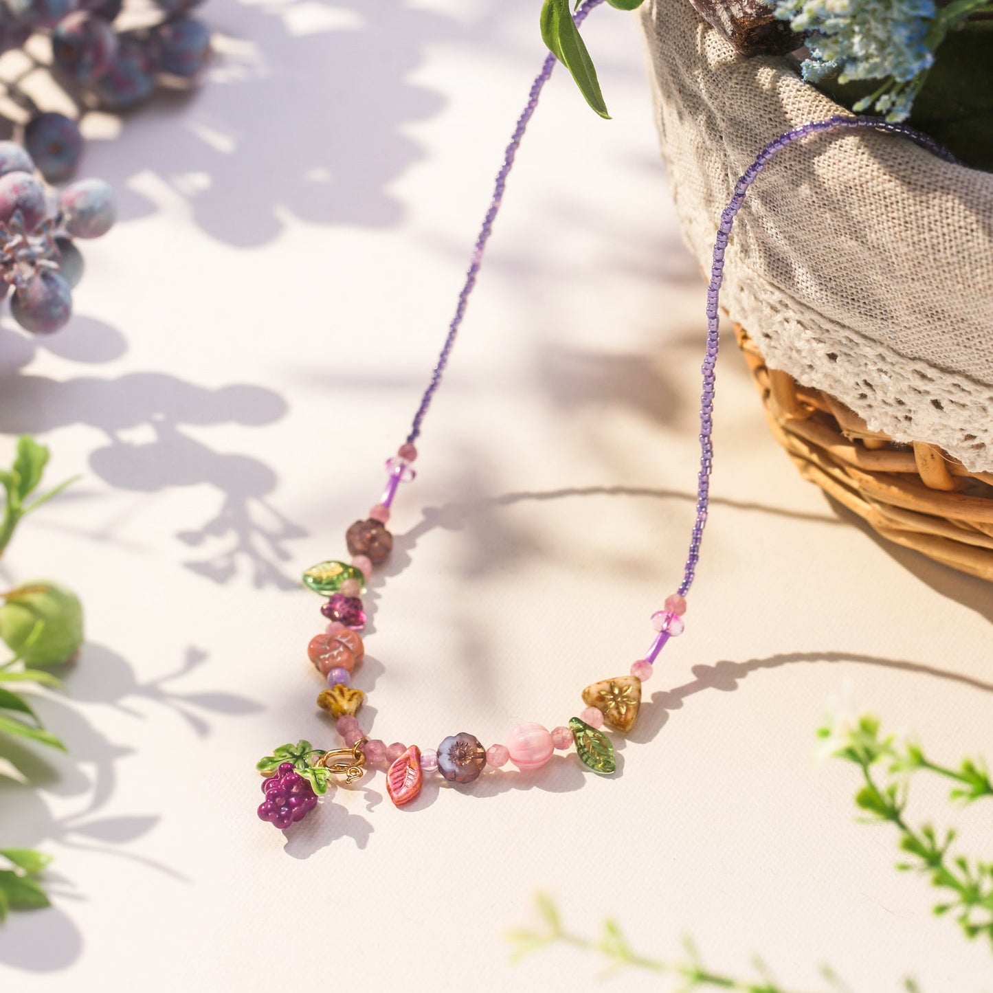 Czech Bead Grape Necklace
