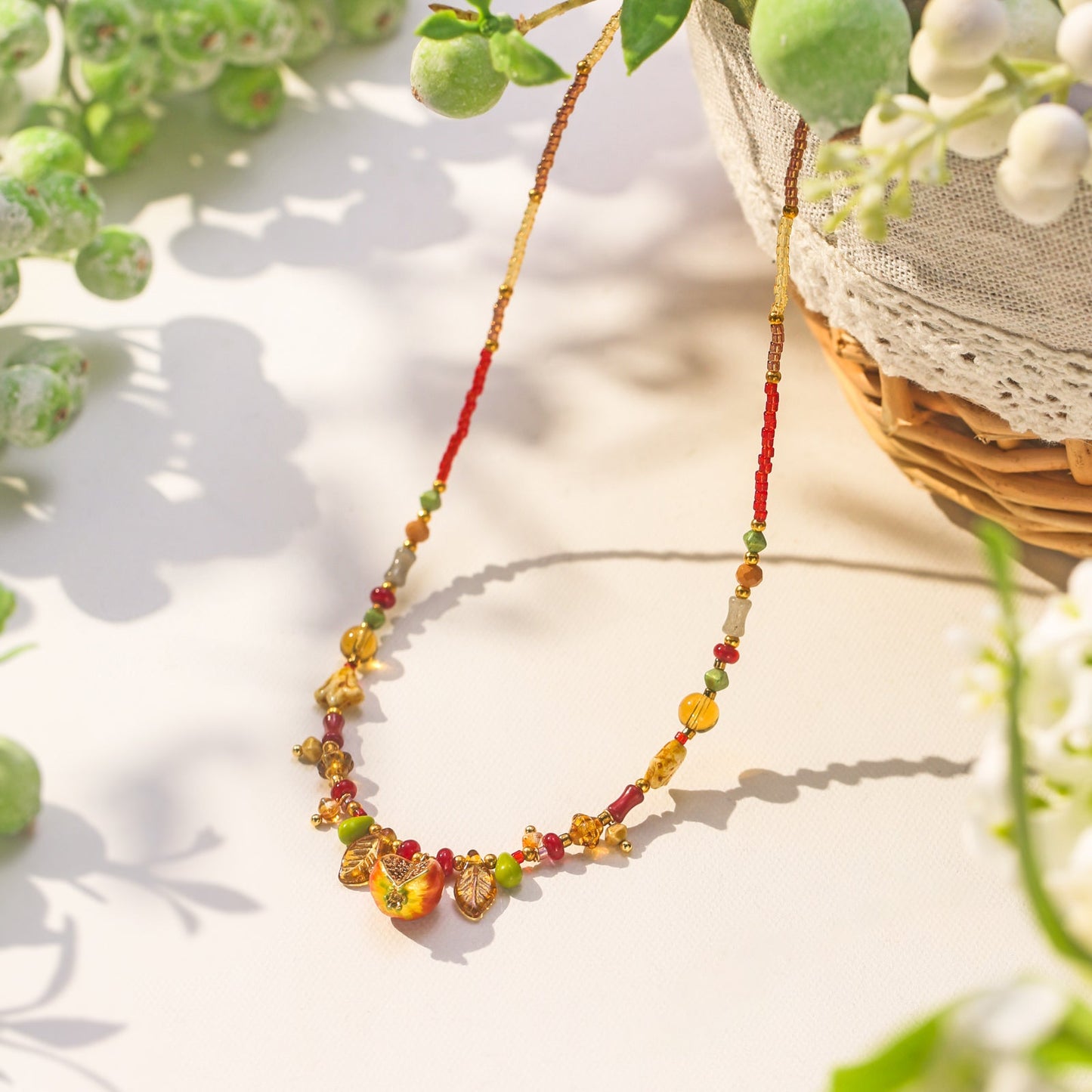 Vintage Pomegranate Charm Necklace