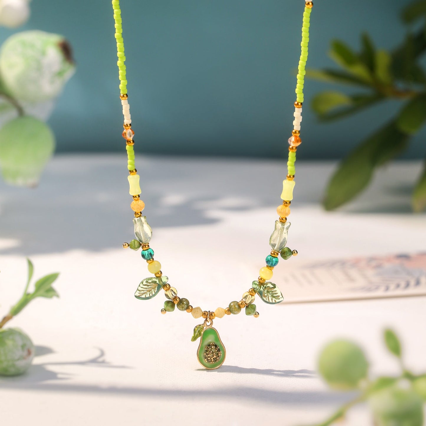 Avocado Bead Necklace