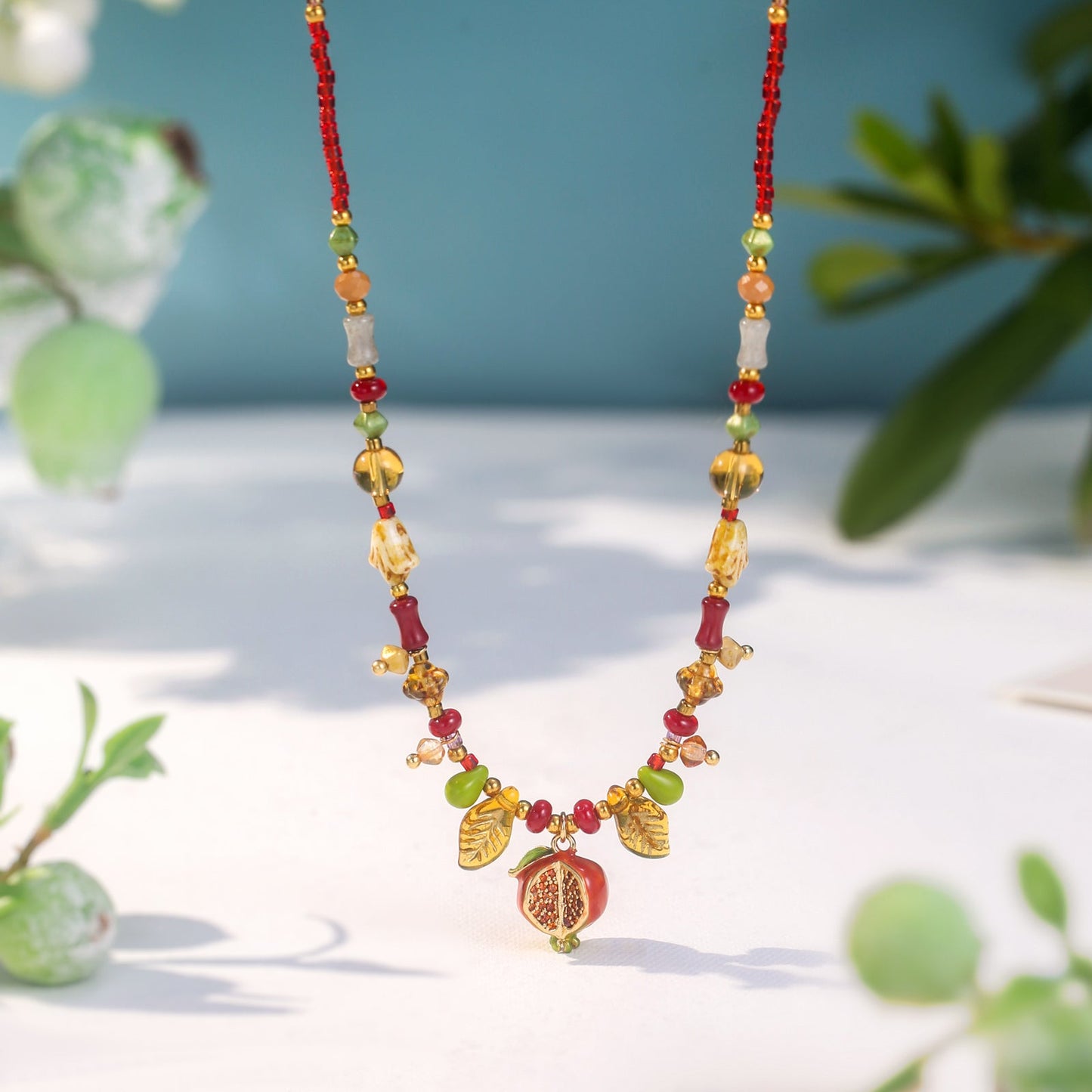 Vintage Pomegranate Charm Necklace