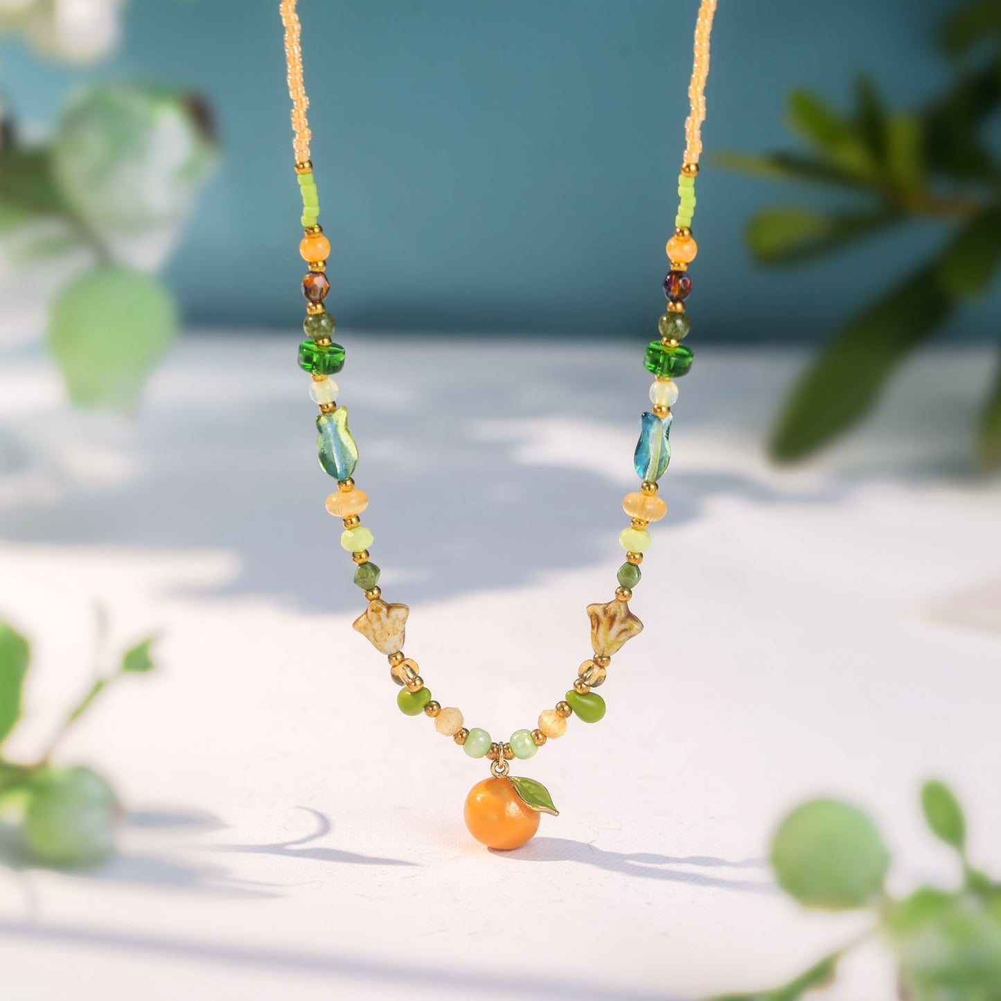 Orange Beaded Necklace