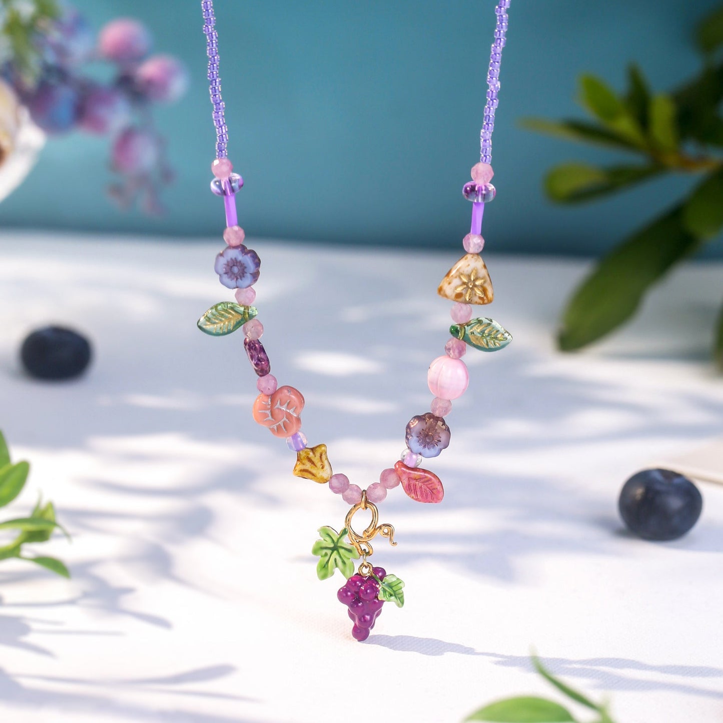 Czech Bead Grape Necklace