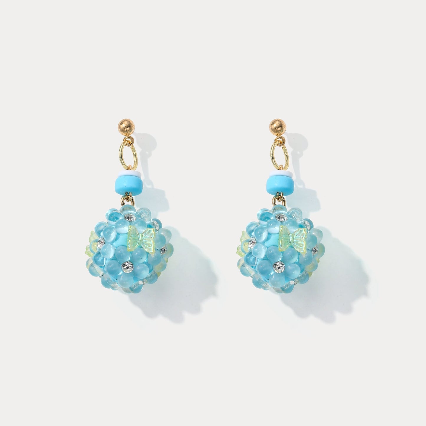 Blue Bead Hydrangea Earrings