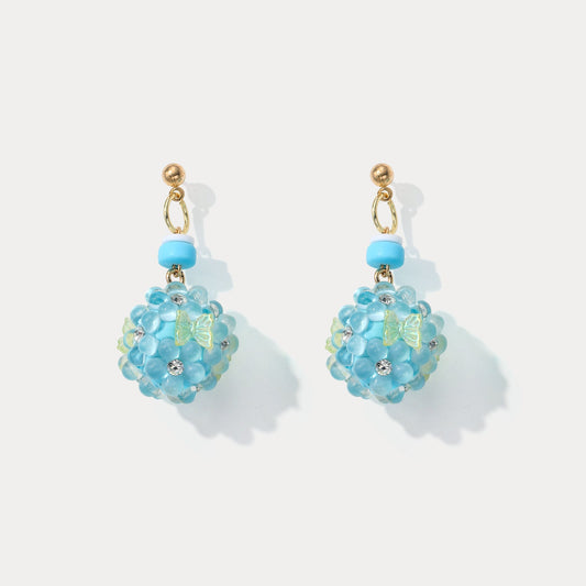 Blue Bead Hydrangea Earrings