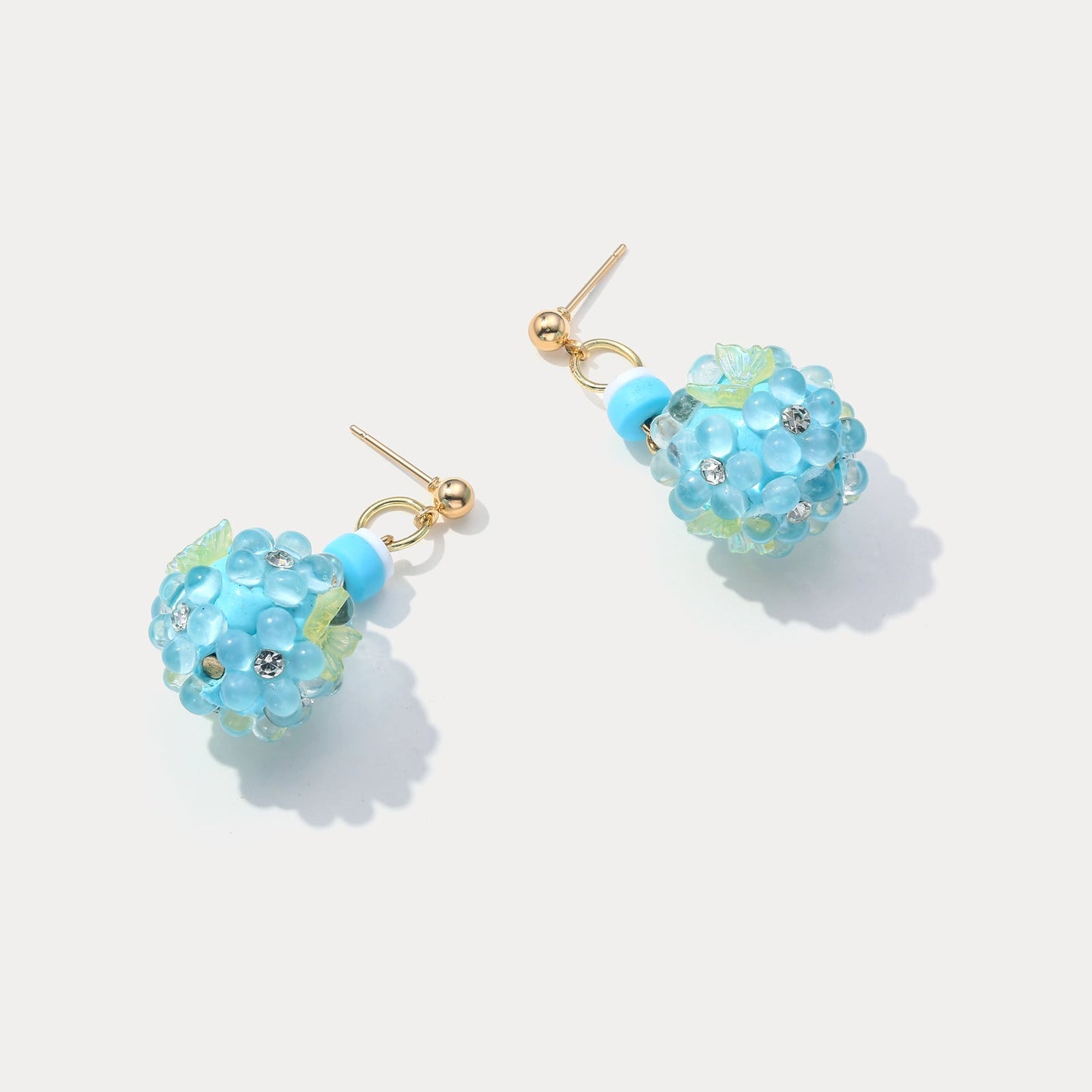 Blue Bead Hydrangea Earrings
