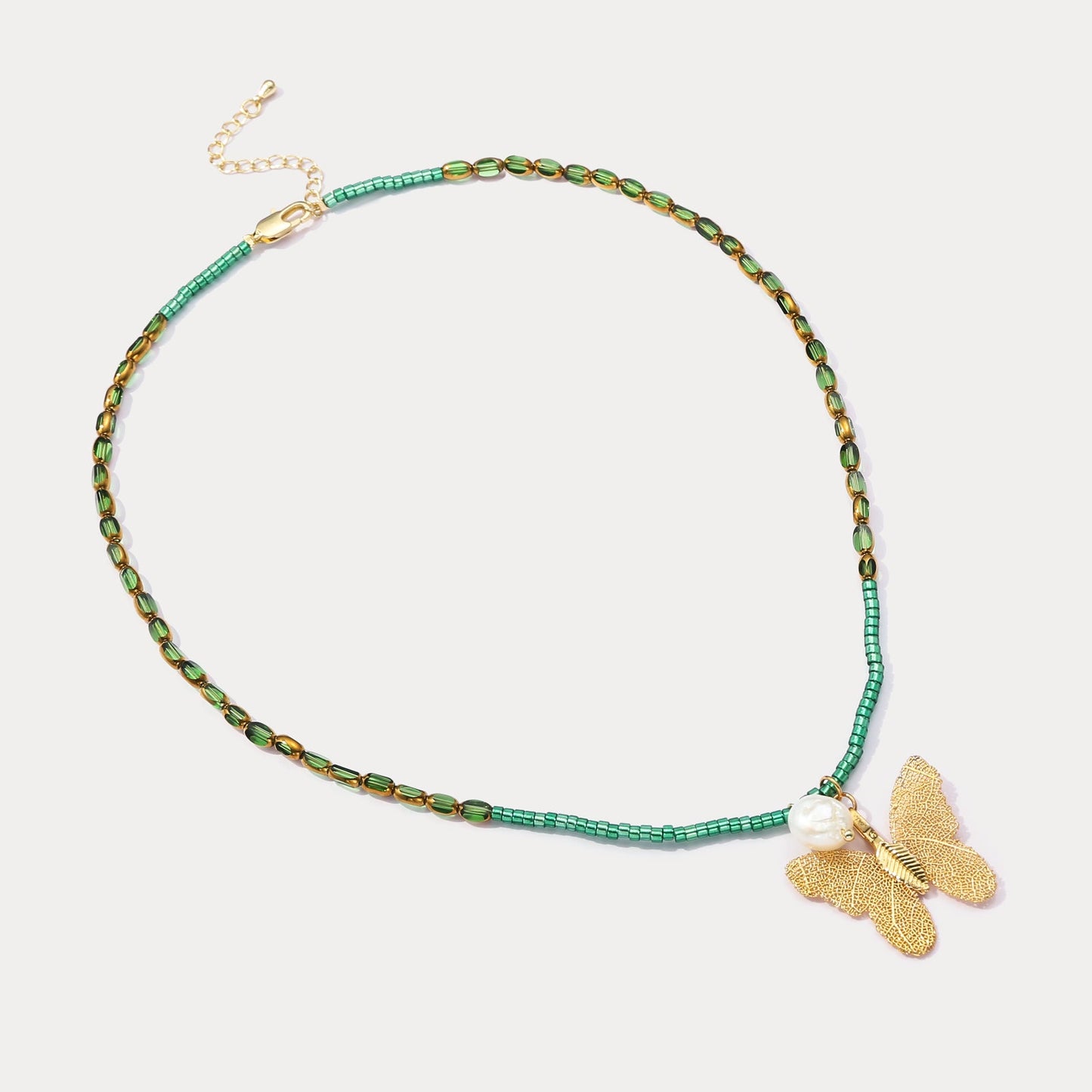 Vintage Gold Butterfly Bead Necklace