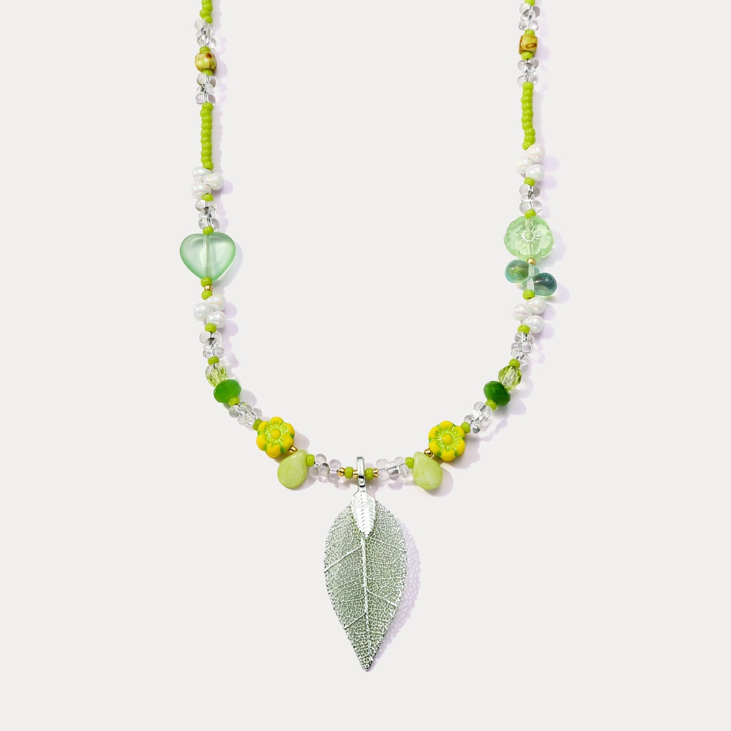 Green Leaf Bead Necklace