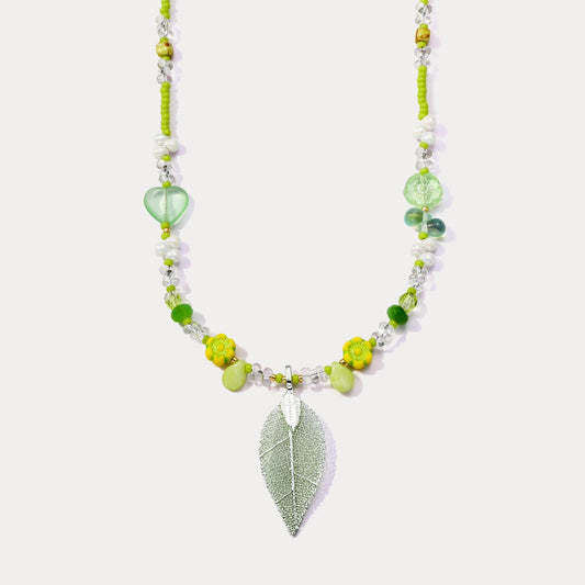 Green Leaf Bead Necklace