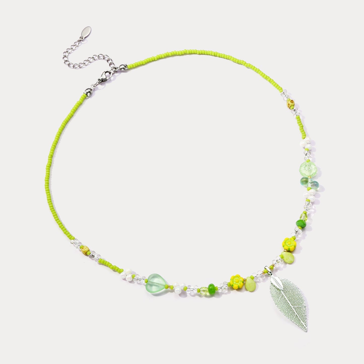 Green Leaf Bead Necklace