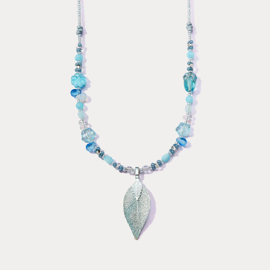 Blue Leaf Bead Necklace