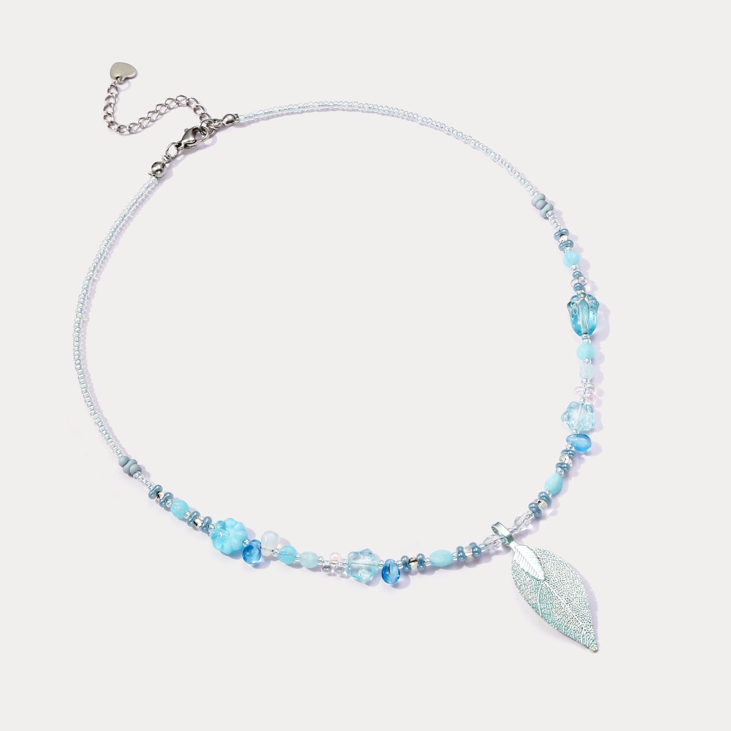 Blue Leaf Bead Necklace