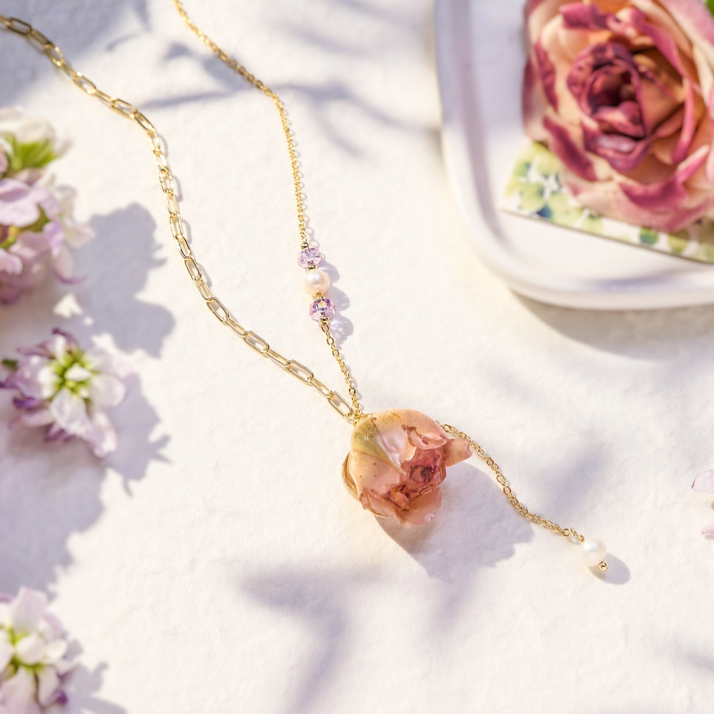 Dried Rose Necklace