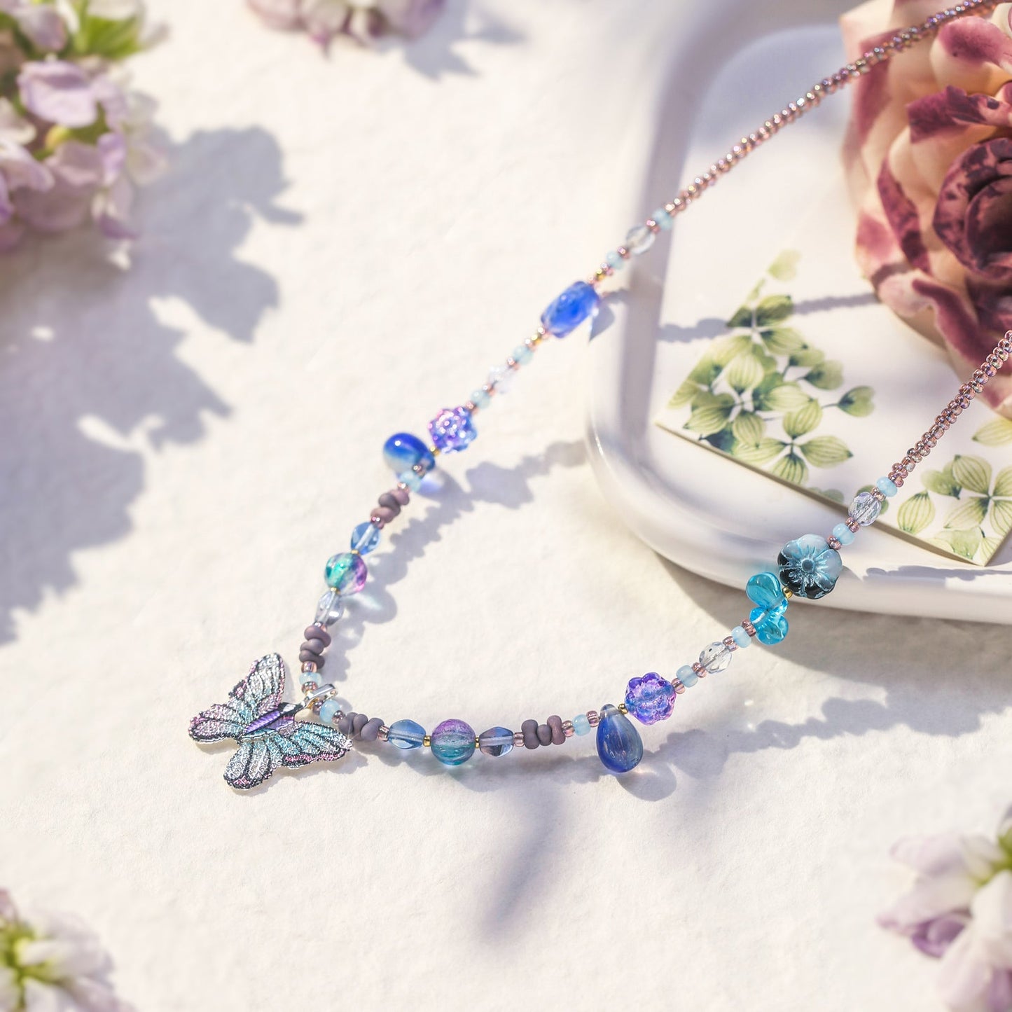Czech Bead Butterfly Necklace