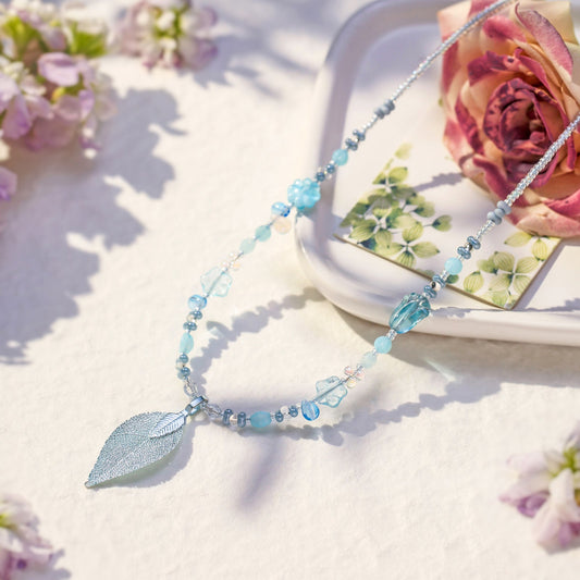 Blue Leaf Bead Necklace