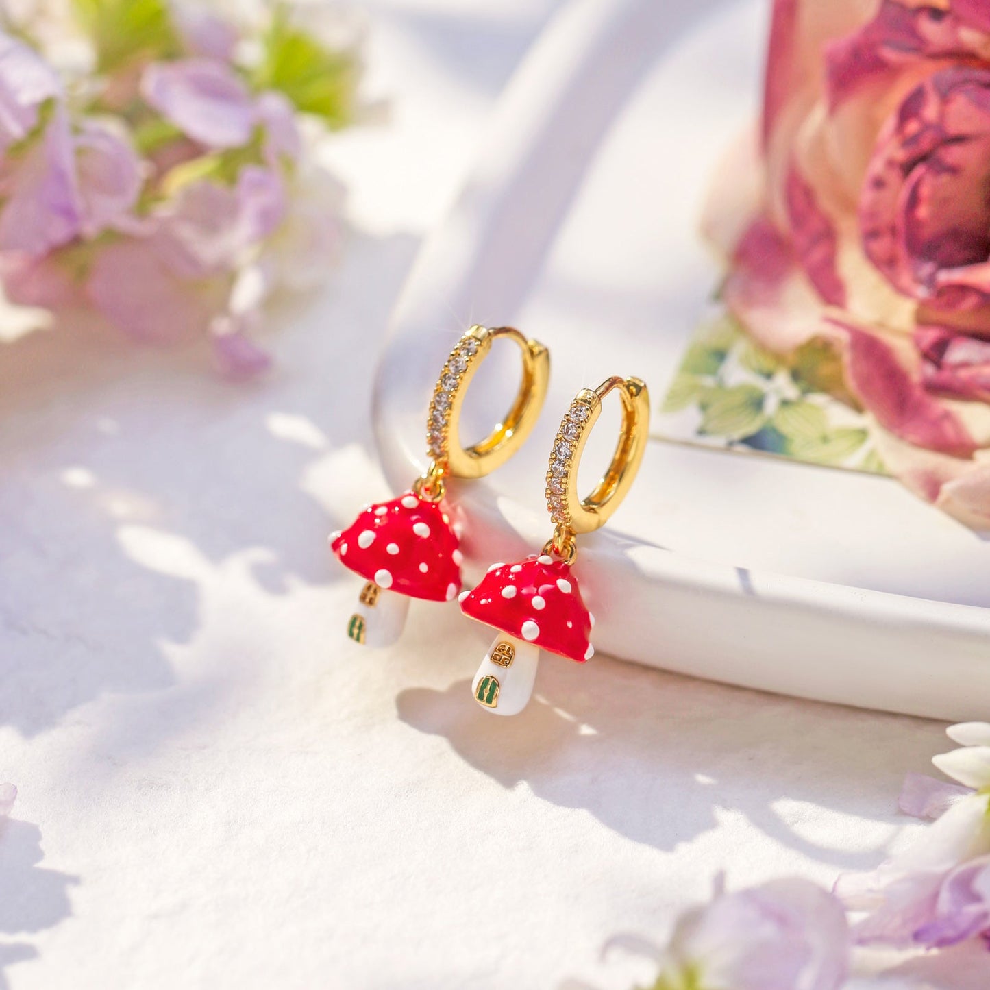 Mushroom Hoop Earrings