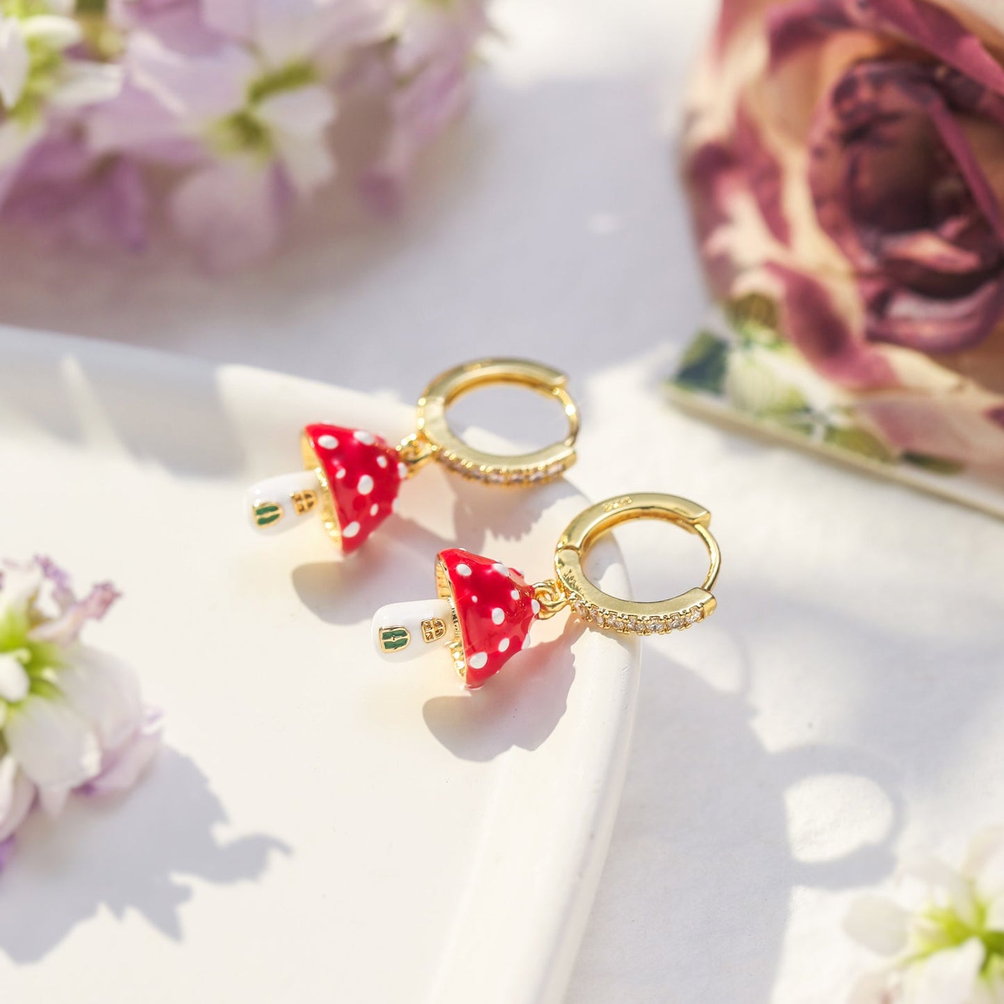 Mushroom Hoop Earrings