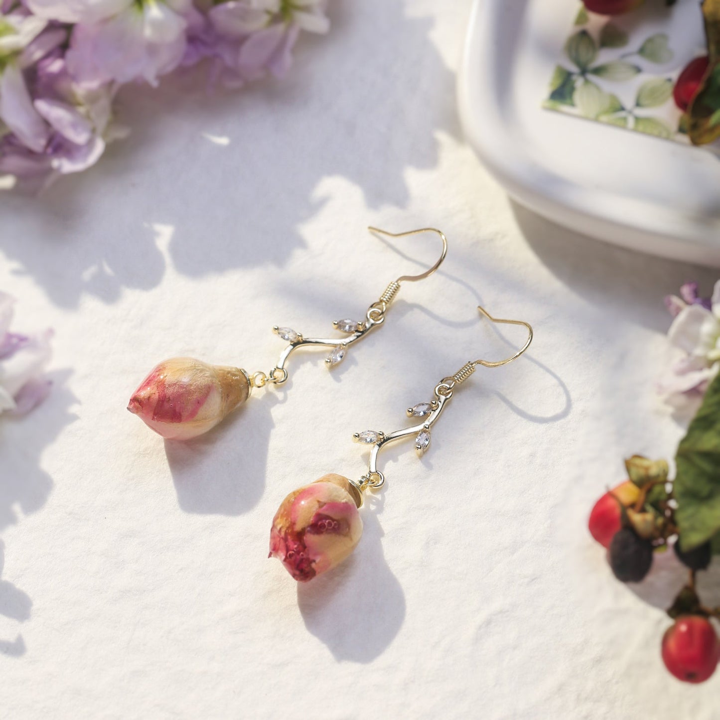 Dried Rose Earrings