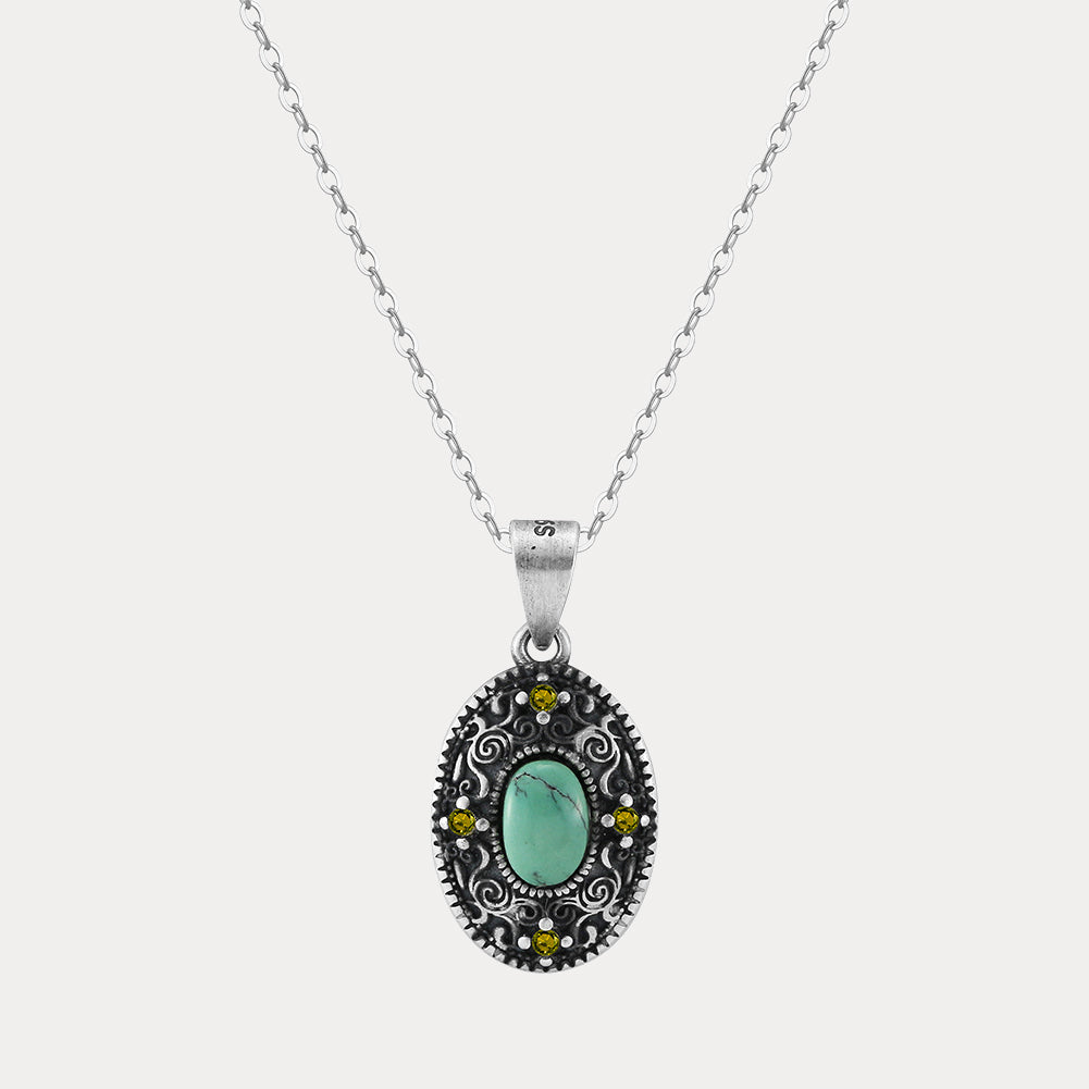 Vintage Turquoise Oval Necklace