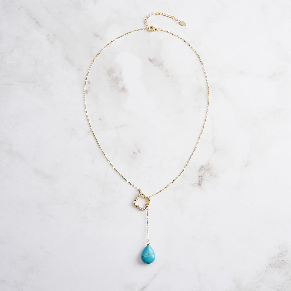 Four-leaf Clover Teardrop Turquoise Necklace