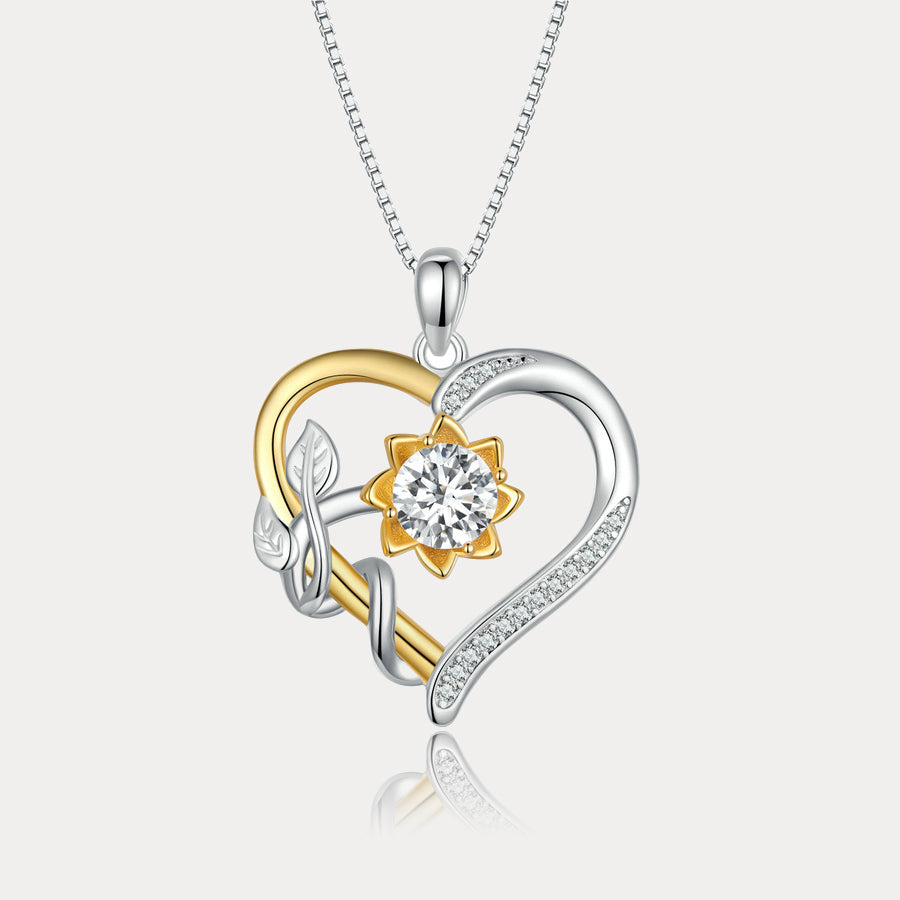 Moissanite Sunflower Heart Necklace