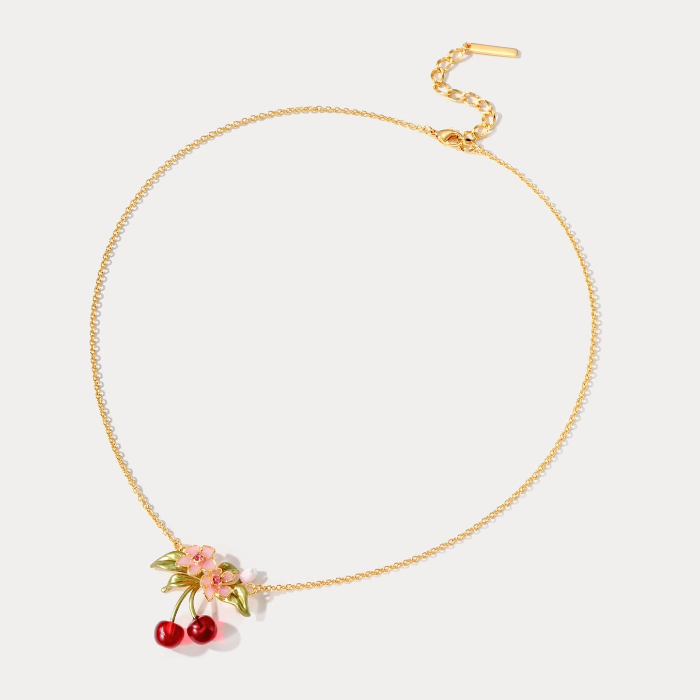 Gold Flower Cherry Necklace