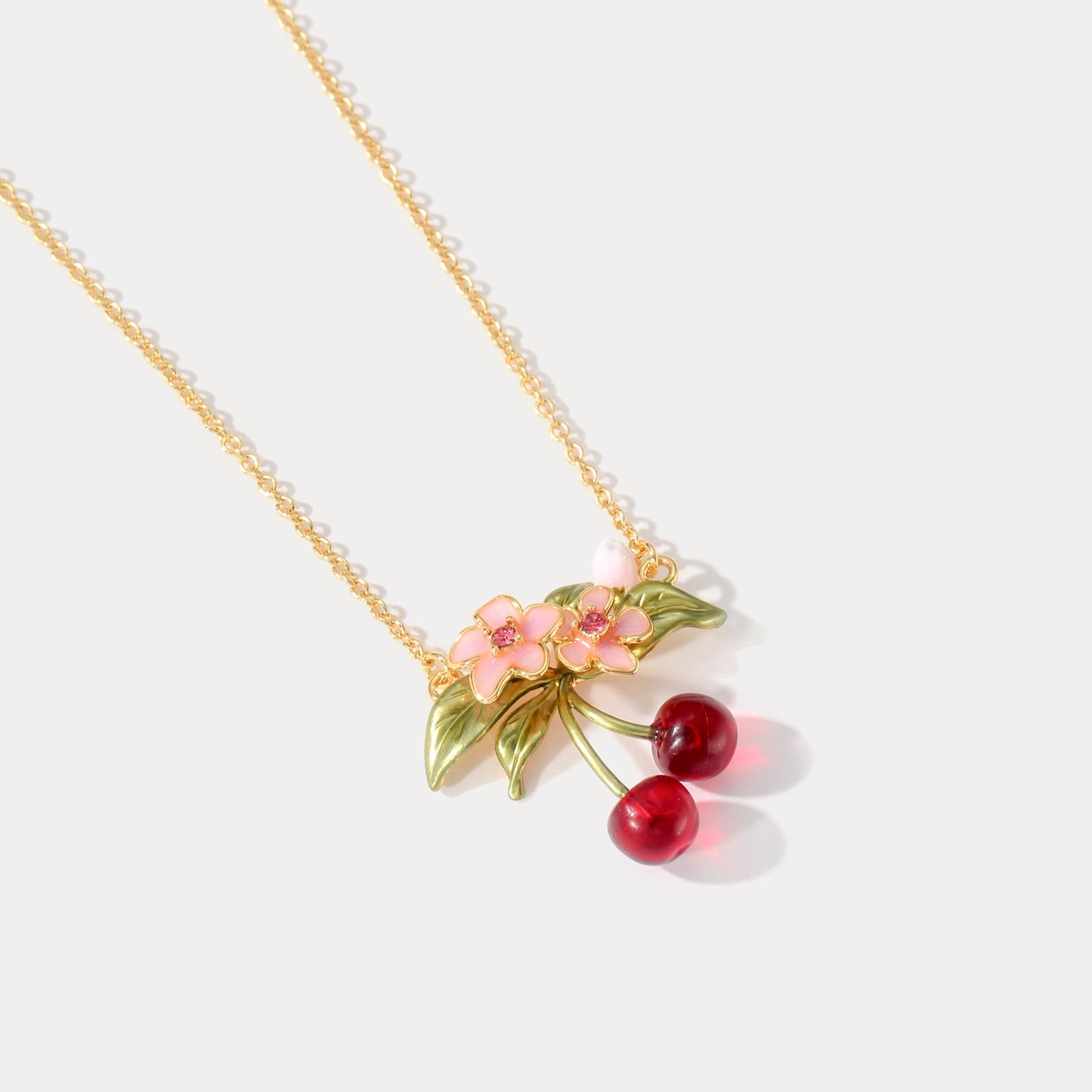 Gold Flower Cherry Necklace