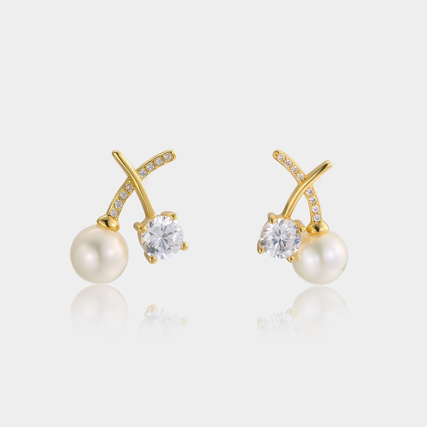 Gold Cherry Pearl Earrings