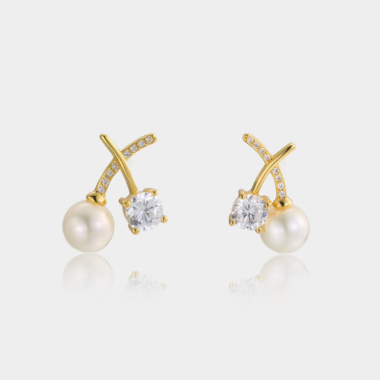 Gold Cherry Pearl Earrings