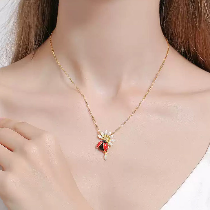 Ladybug Daisy Necklace