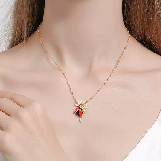 Ladybug Daisy Necklace