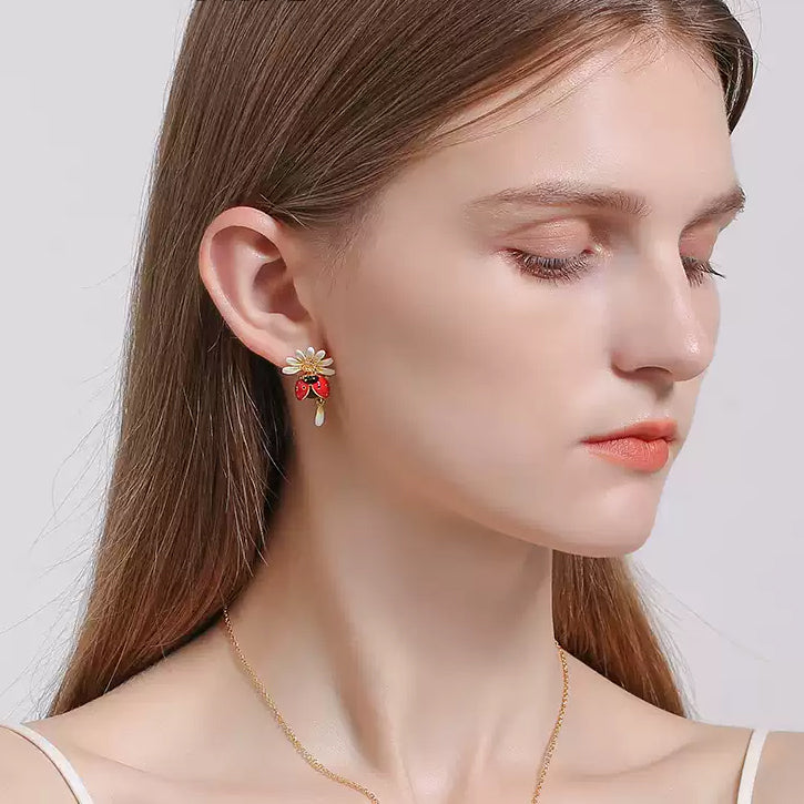 Ladybug Daisy Earrings