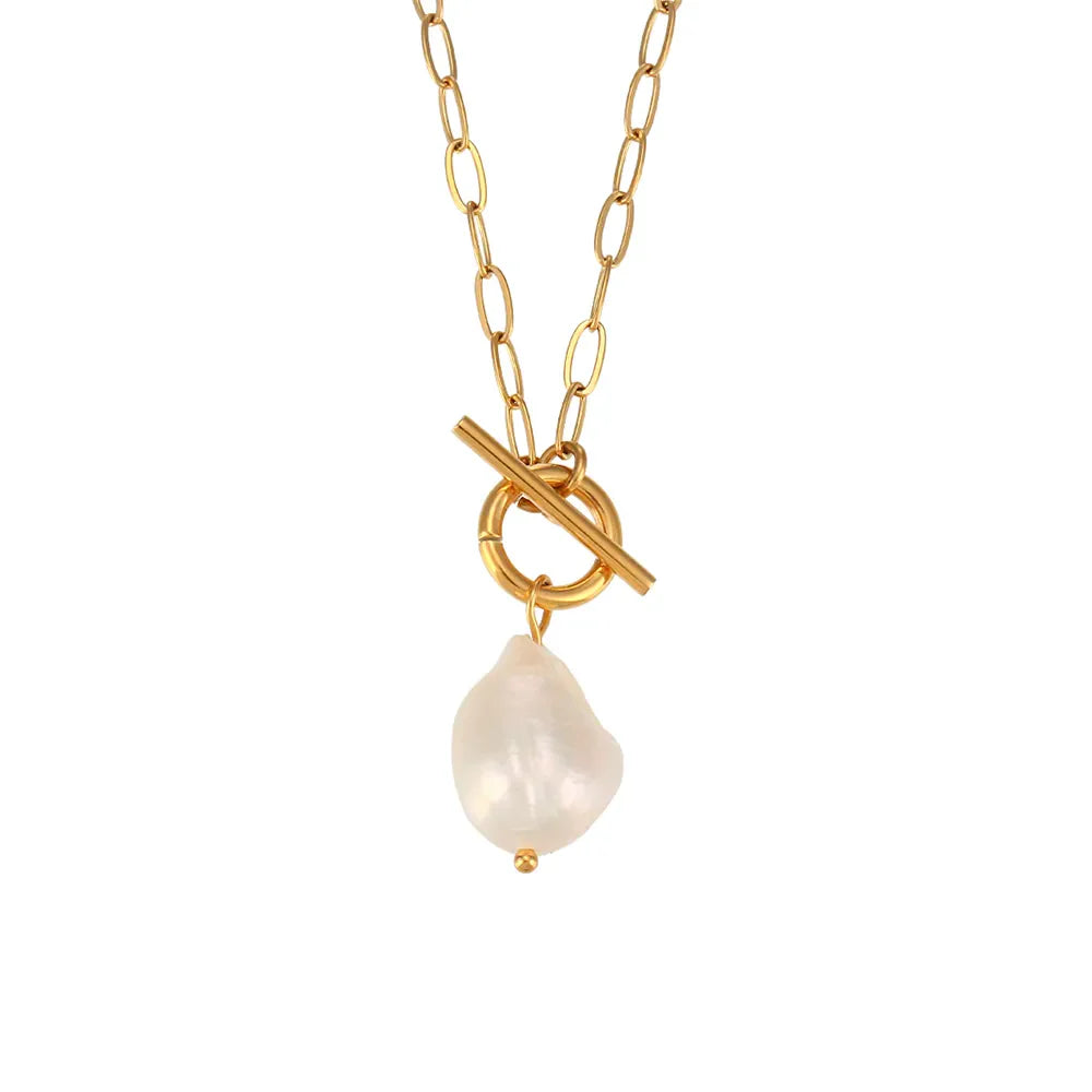 Pearl Serenity- Necklace with Pearl and 18k Stainless