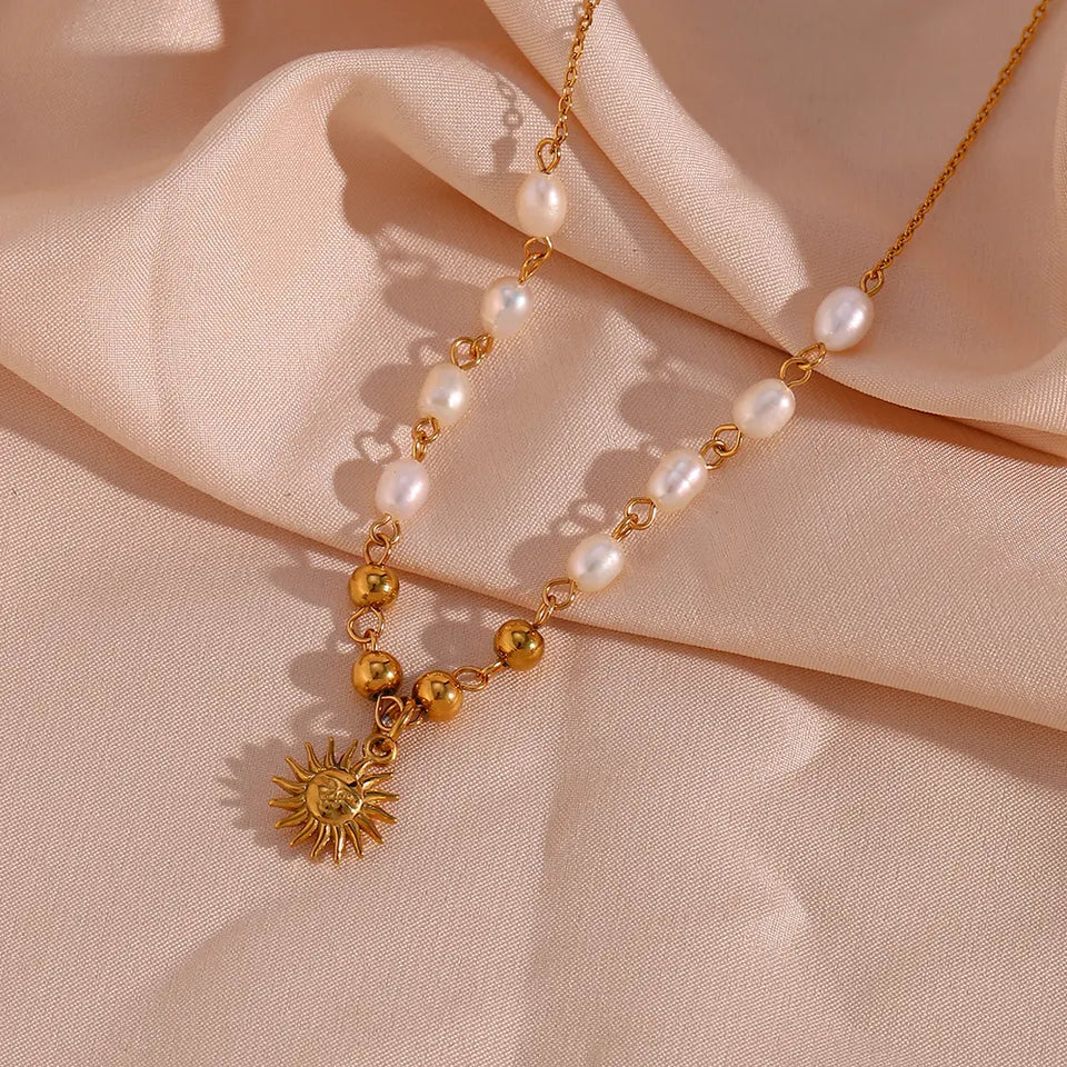 Blissful Radiance - Necklace with Pearls and 18k Stainless